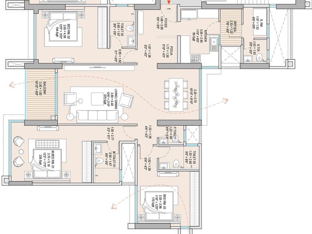 4 BHK Floor Plan
